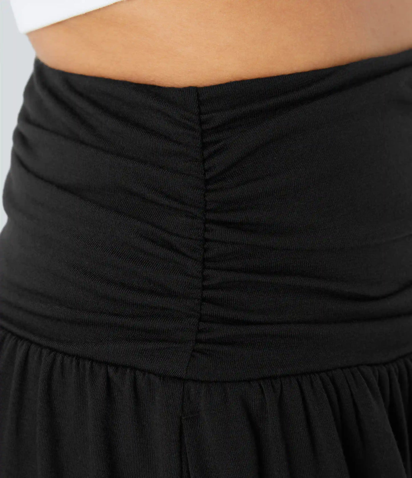 High Waisted Ruched Pocket Flowy Skirt