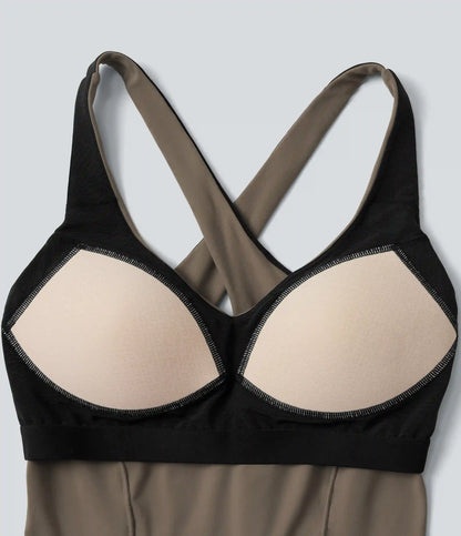 Halara UltraSculpt™ Deep V-neck Push-Up Crisscross Back 2-in-1 Yoga Tank Top