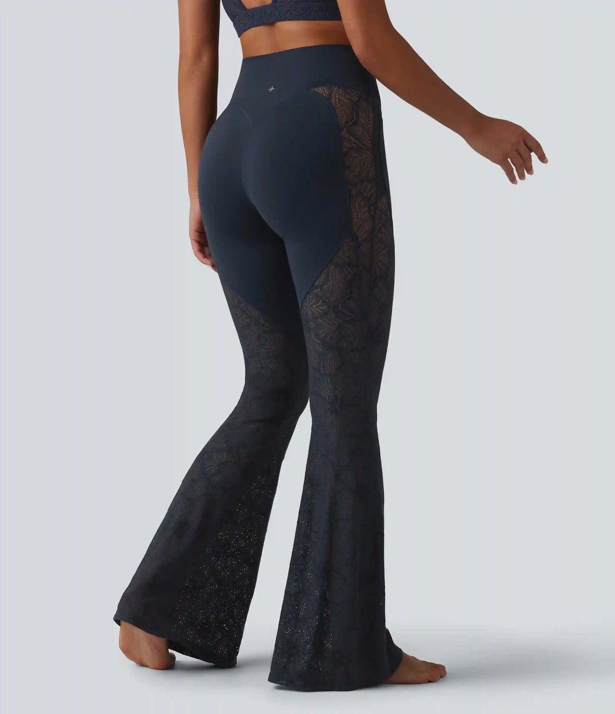 Halara UltraSculpt™ High Waisted Tummy Control Contrast Lace Yoga Flare Leggings with Pockets