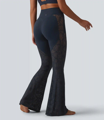 Halara UltraSculpt™ High Waisted Tummy Control Contrast Lace Yoga Flare Leggings with Pockets