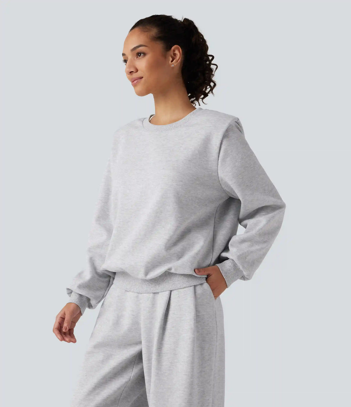 Round Neck Long Sleeve Casual Cotton Sweatshirt