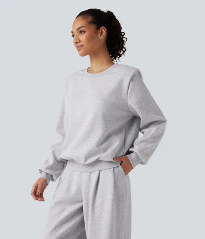 Round Neck Long Sleeve Casual Cotton Sweatshirt