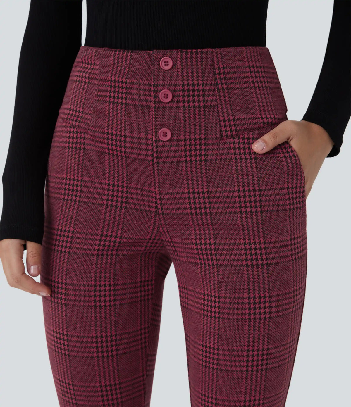 Halara Flex™ High Waisted Houndstooth Plaid Skinny Work Pants with Pockets