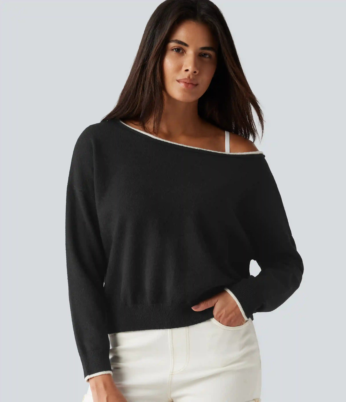 One Shoulder Long Sleeve Casual Sweater