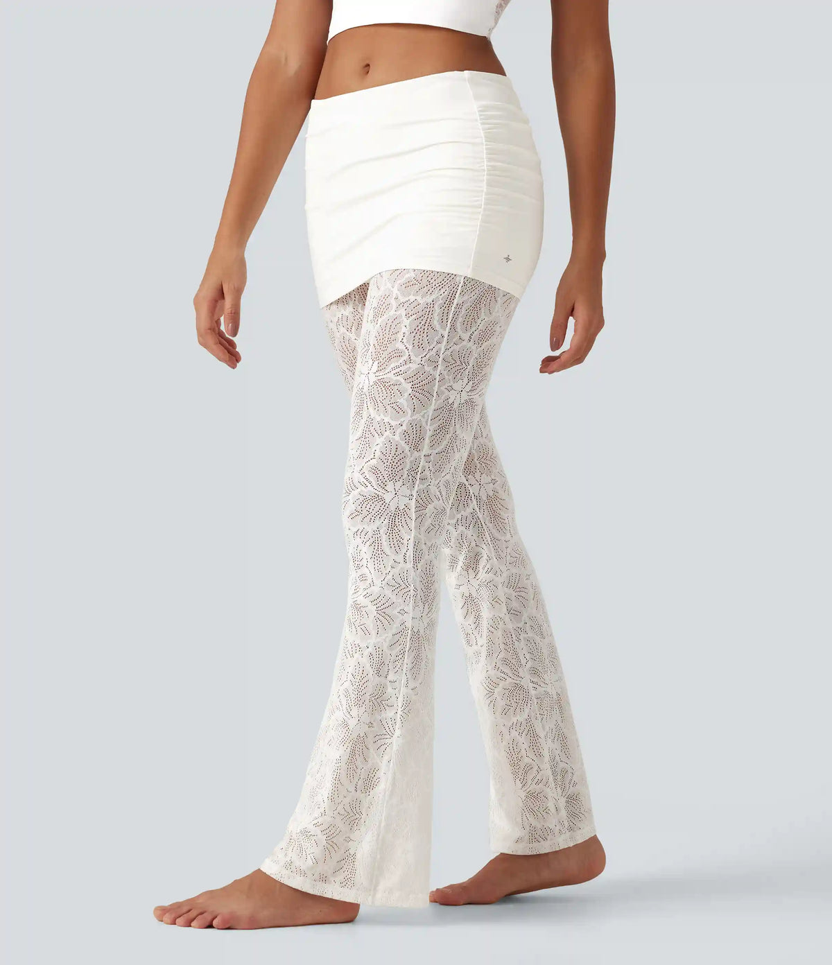 SoftlyZero™ High Stretch Lace Bootcut Casual Skirted Leggings with Pockets