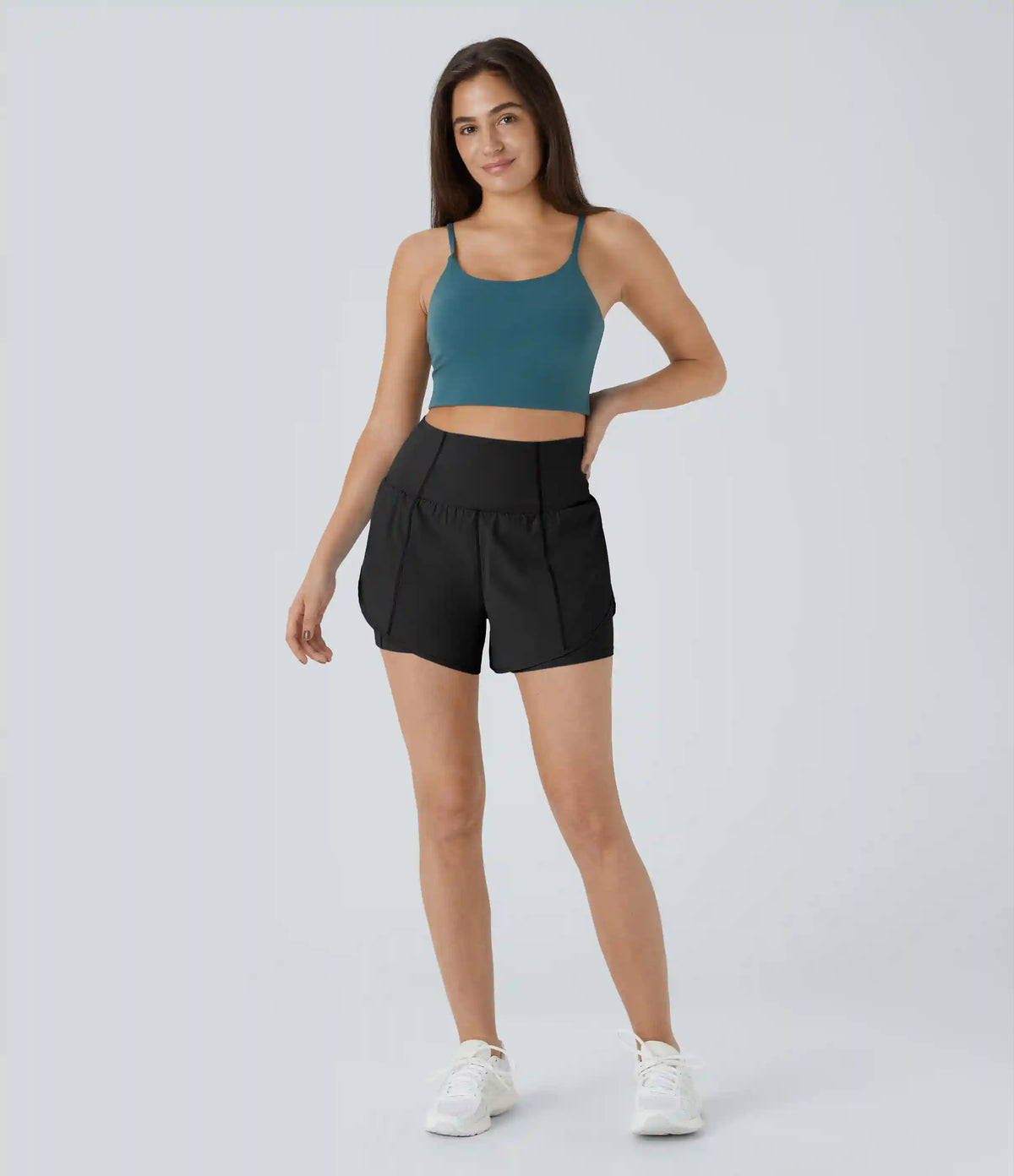 Breezeful™ Super High Waisted Curved Hem 2-in-1 Pocket Quick Dry Yoga Shorts 3.5''