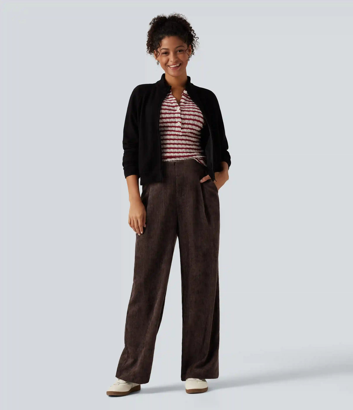 High Waisted Wide Leg Work Pants with Pockets