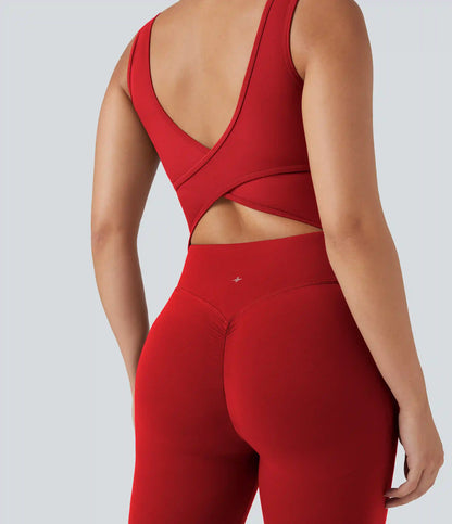 Halara UltraSculpt™ V Neck Tummy Control Butt Lifting Workout Jumpsuit with Pockets