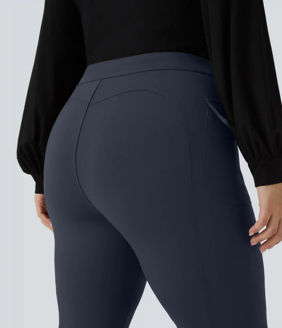 High Waisted Side Flap Pocket Flare Plus Size Casual Cargo Pants