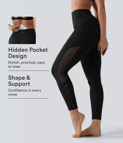 Halara UltraSculpt™ High Waisted Tummy Control Contrast Mesh Yoga 7/8 Leggings with Pocket