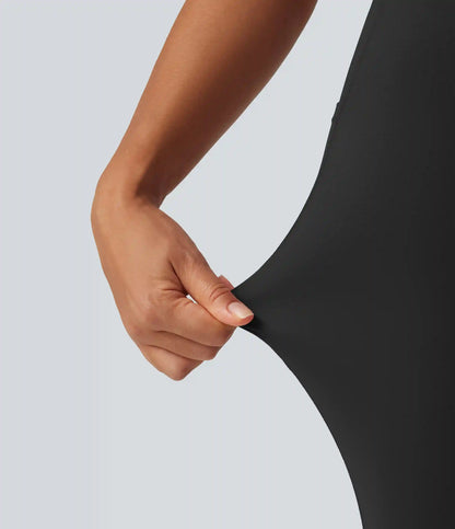 SoftlyZero™ High Waisted Drawstring Mesh Dance Skirted Leggings with Pockets