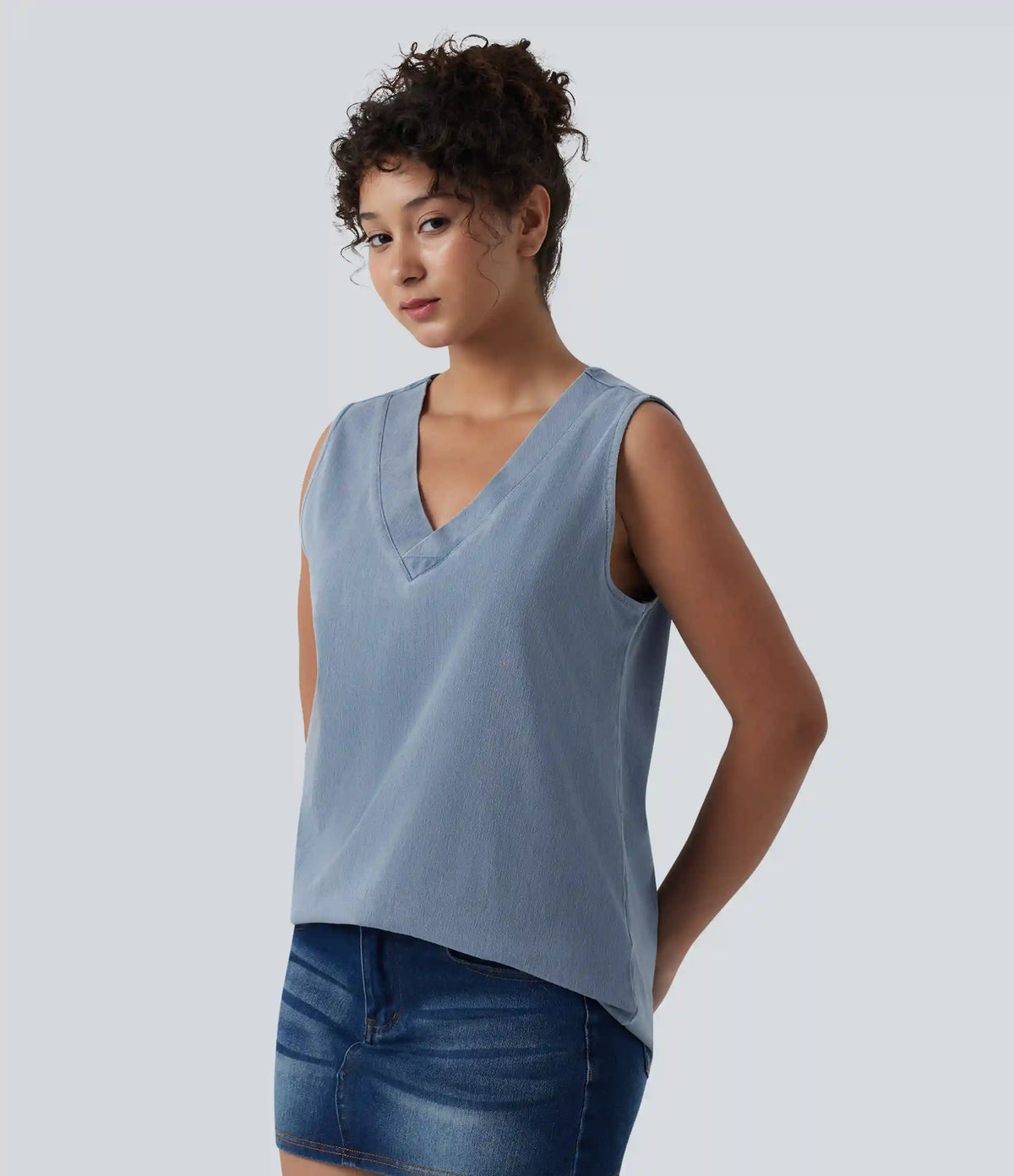 Halara Flex™ V Neck Denim Casual Tank Top