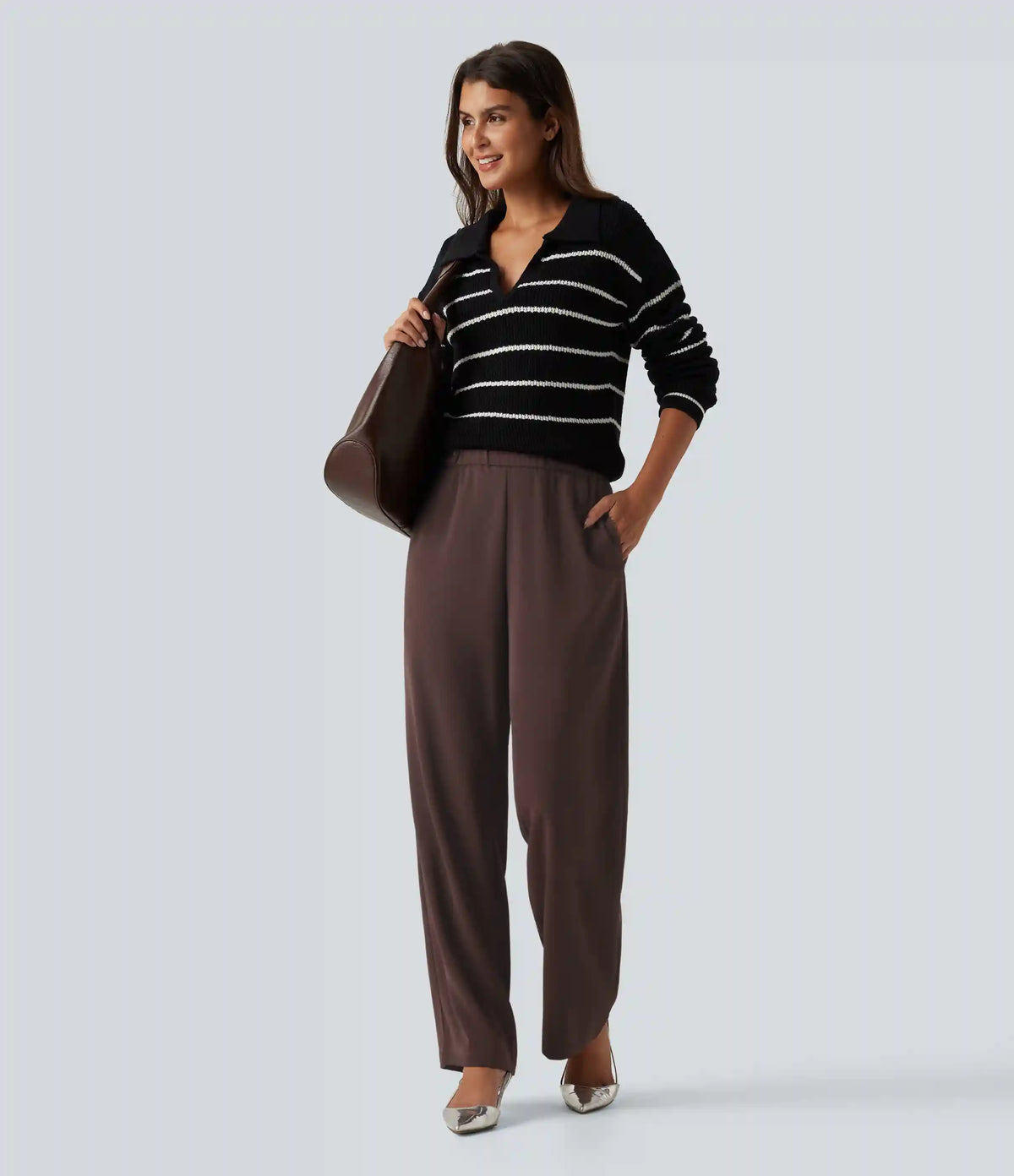 High Waisted Work Tapered Pants with Pockets