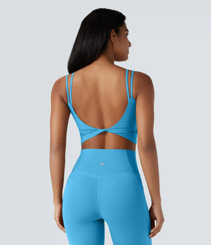 Halara UltraSculpt™ Double Straps Twisted Backless Cropped Yoga Tank Top
