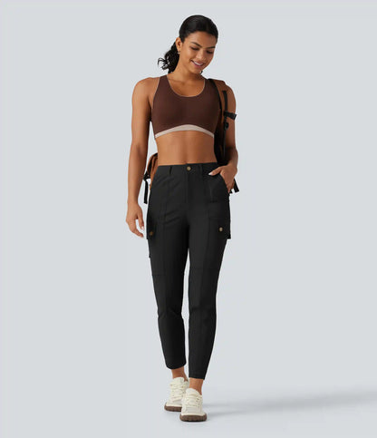 High Waisted Solid InstantCool Skinny Hiking Cargo Pants with Pockets