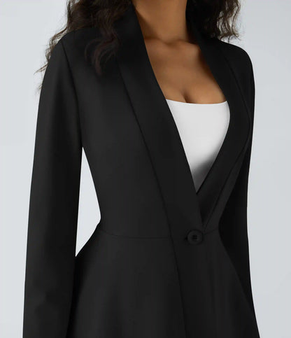 V Neck Single Front Work Peplum Jacket