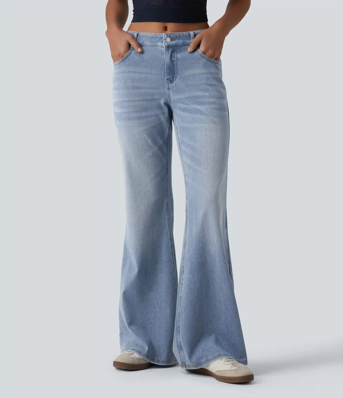 Halara Flex™ Low Rise Flare Washed Casual Jeans with Pockets