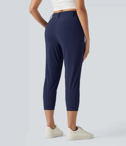 High Waisted Quick Dry Golf Cropped Joggers with Pockets
