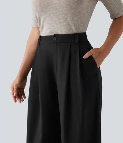 High Waisted Wide Leg Baggy Work Pants with Pockets