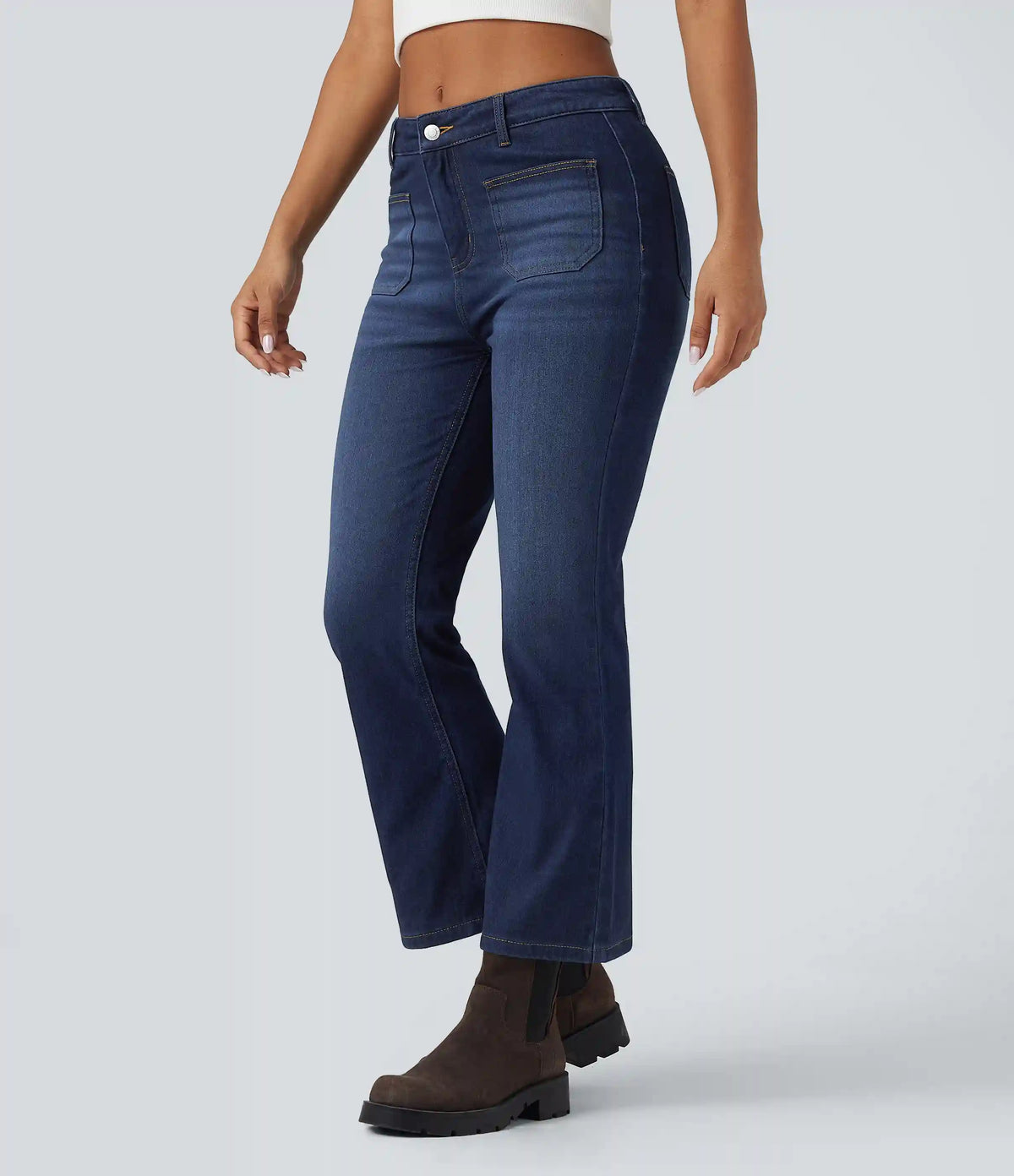 Halara Flex™ Denim Heat Mid Rise Denim Casual Bootcut Jeans with Pockets