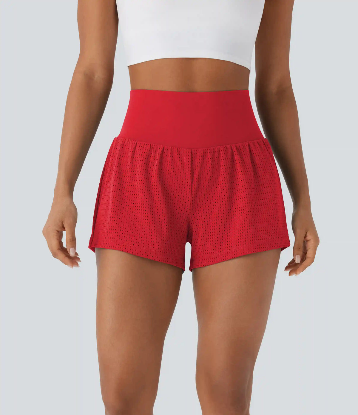 Super High Waisted Tummy Control Perforated 2-in-1 Yoga Shorts