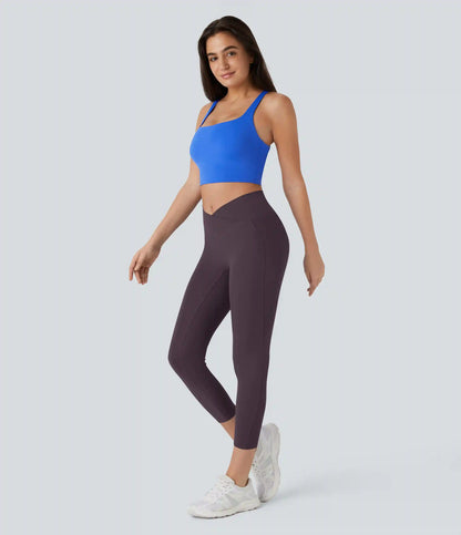 SoftlyZero™ High Waisted Crossover Pocket Capri Yoga Leggings
