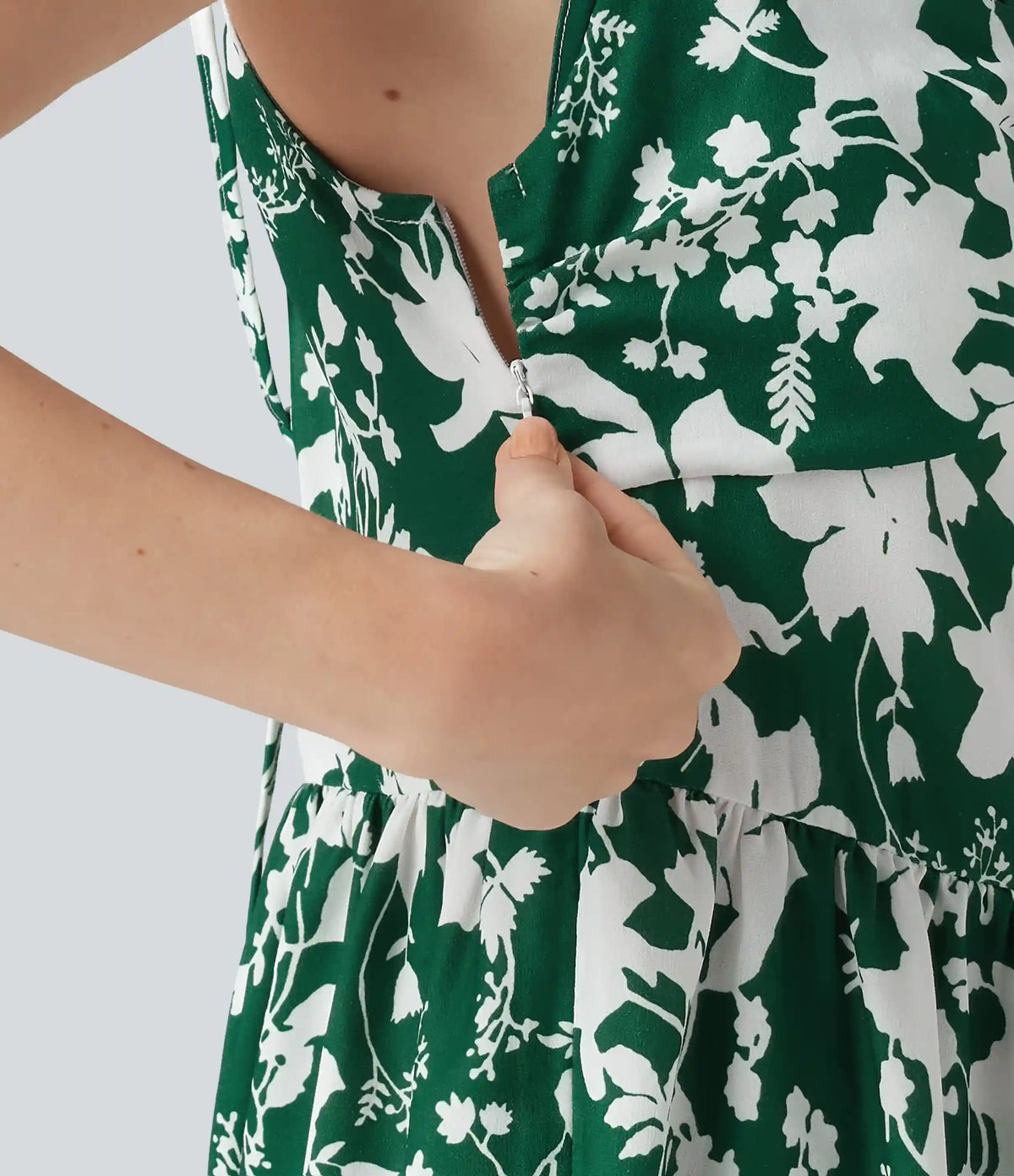 Sweetheart Neck Sleeveless Lace Up Floral Print Mini Dress