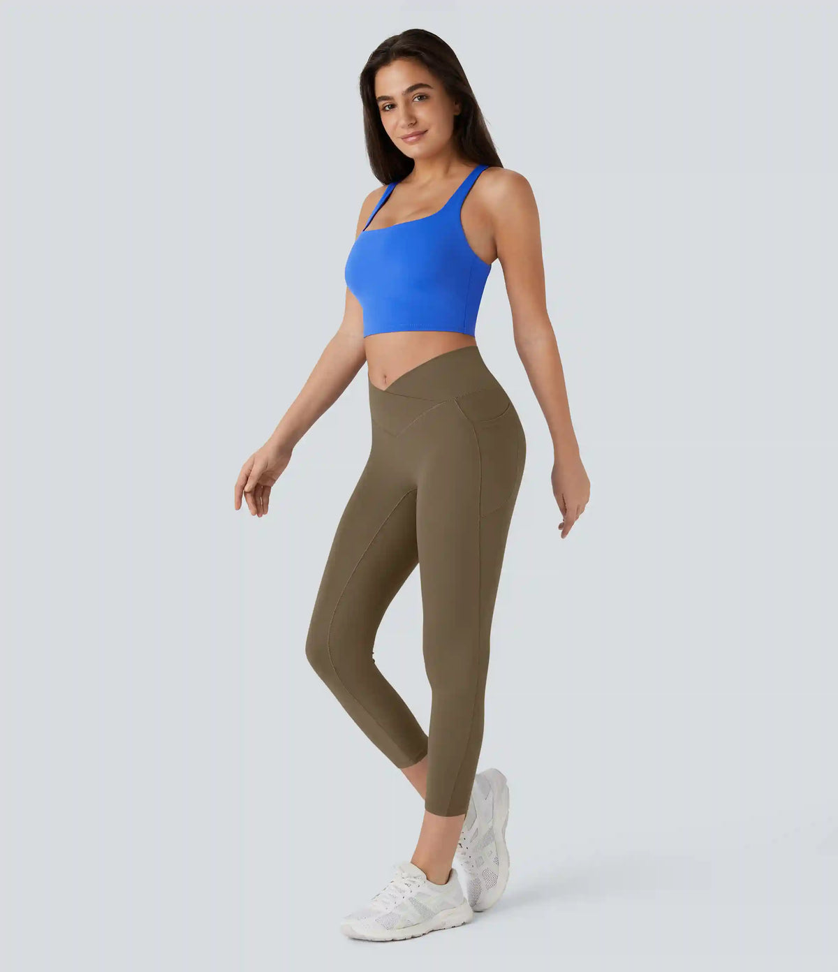 SoftlyZero™ High Waisted Crossover Pocket Capri Yoga Leggings