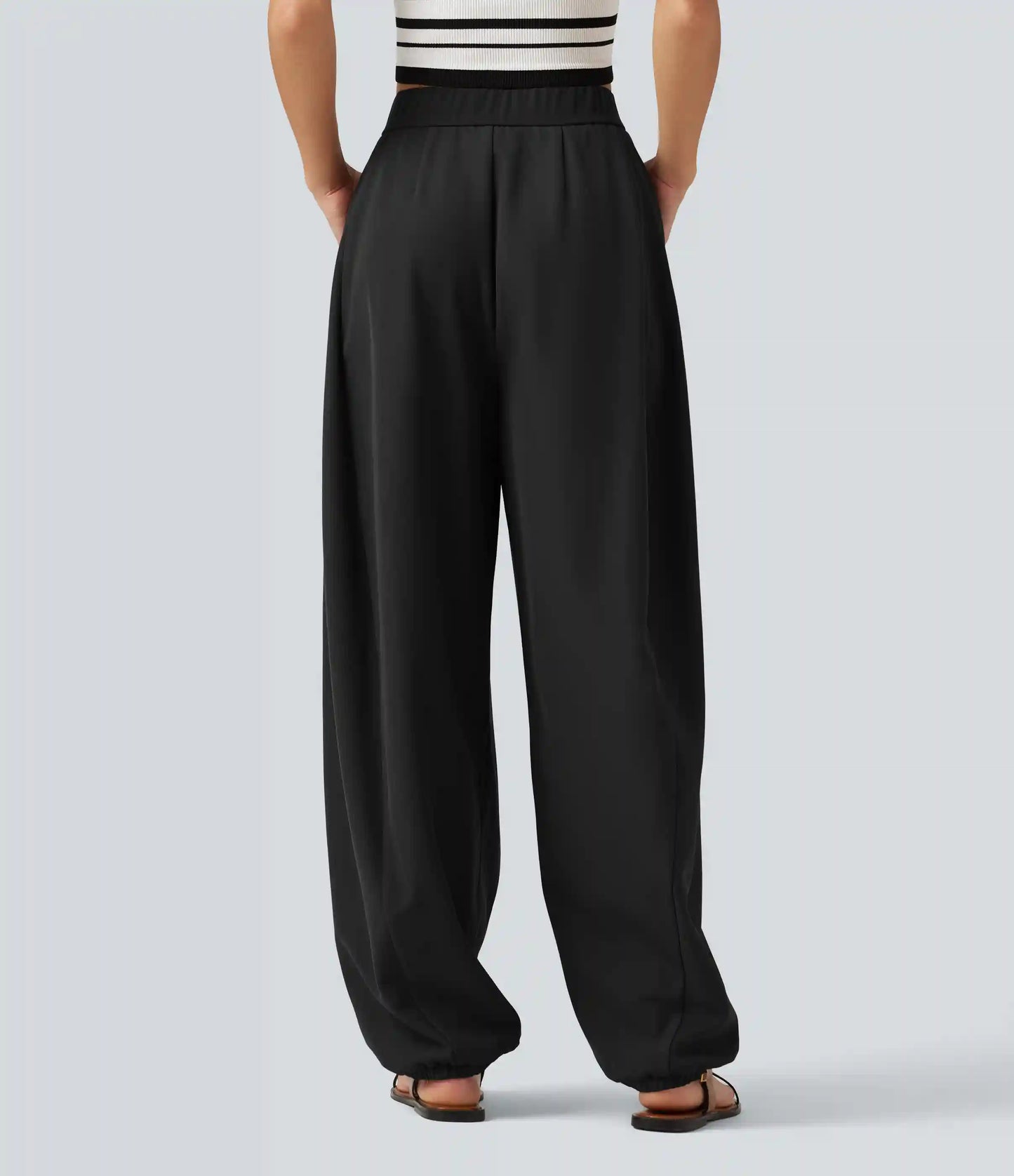 High Waisted Balloon Casual Pants with Pockets