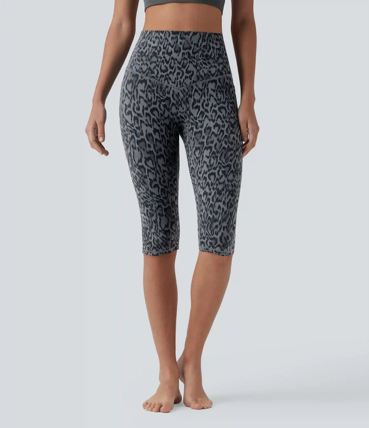 Halara UltraSculpt™ Leopard Print High Waisted Tummy Control Pedal Pusher Yoga Leggings with Pockets