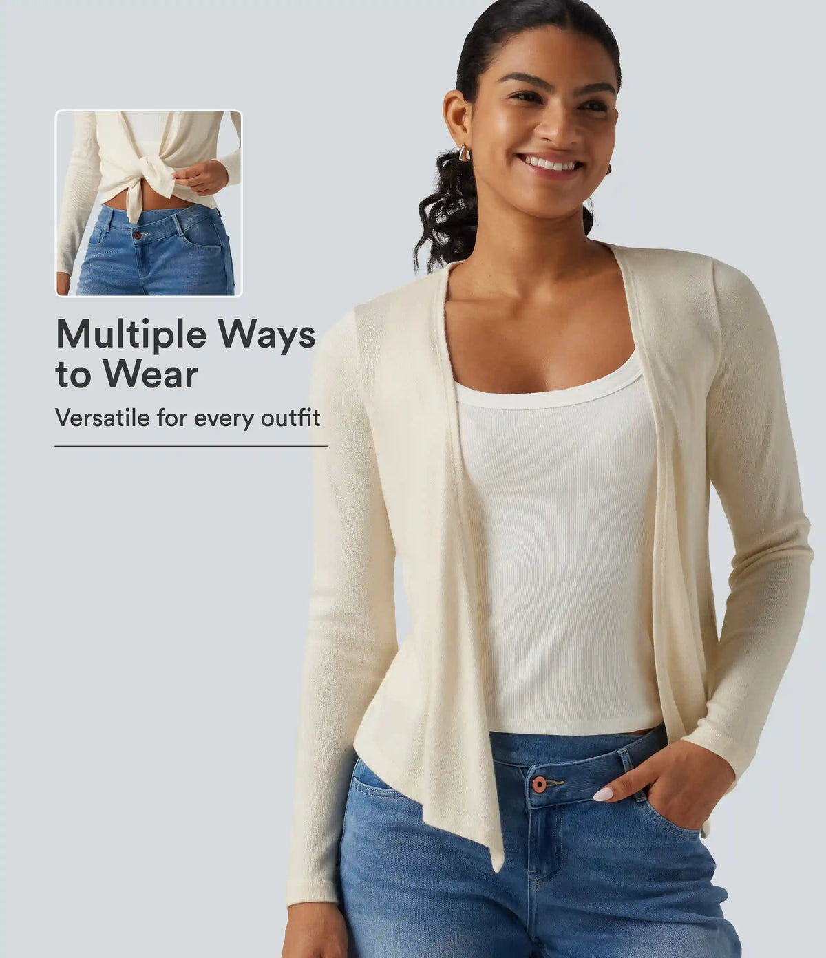 Open Front Long Sleeve Casual Cardigan