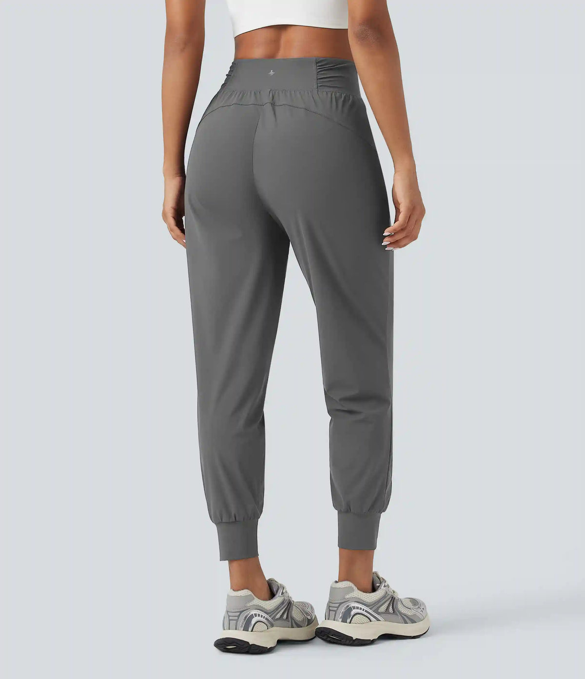 High Waisted Drawstring Ruched Tapered Quick Dry Cool Touch Dance Joggers with Pockets-UPF40+