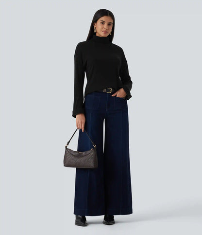 High Neck Long Sleeve Casual Top