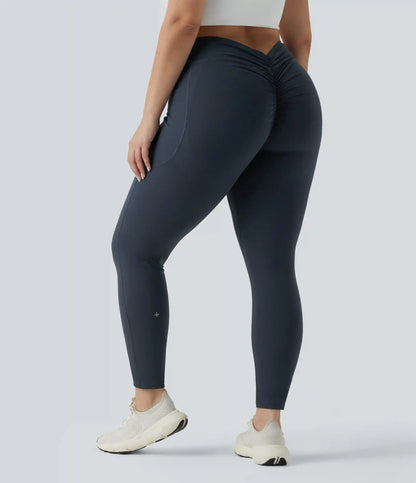 Plus Size Halara UltraSculpt™ High Waisted Tummy Control Butt Lifting Ruched Yoga Leggings with Pockets