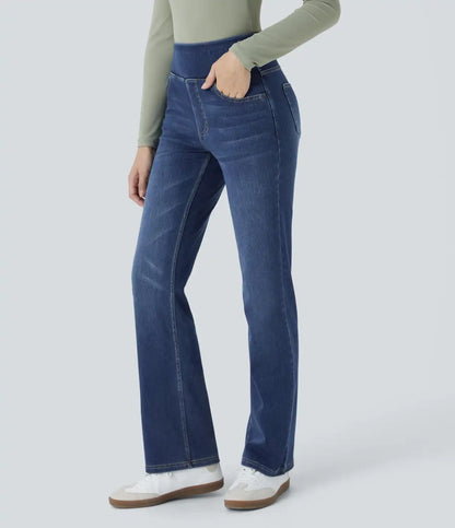 Halara Flex™ High Waisted Pockets Washed Casual Bootcut Jeans