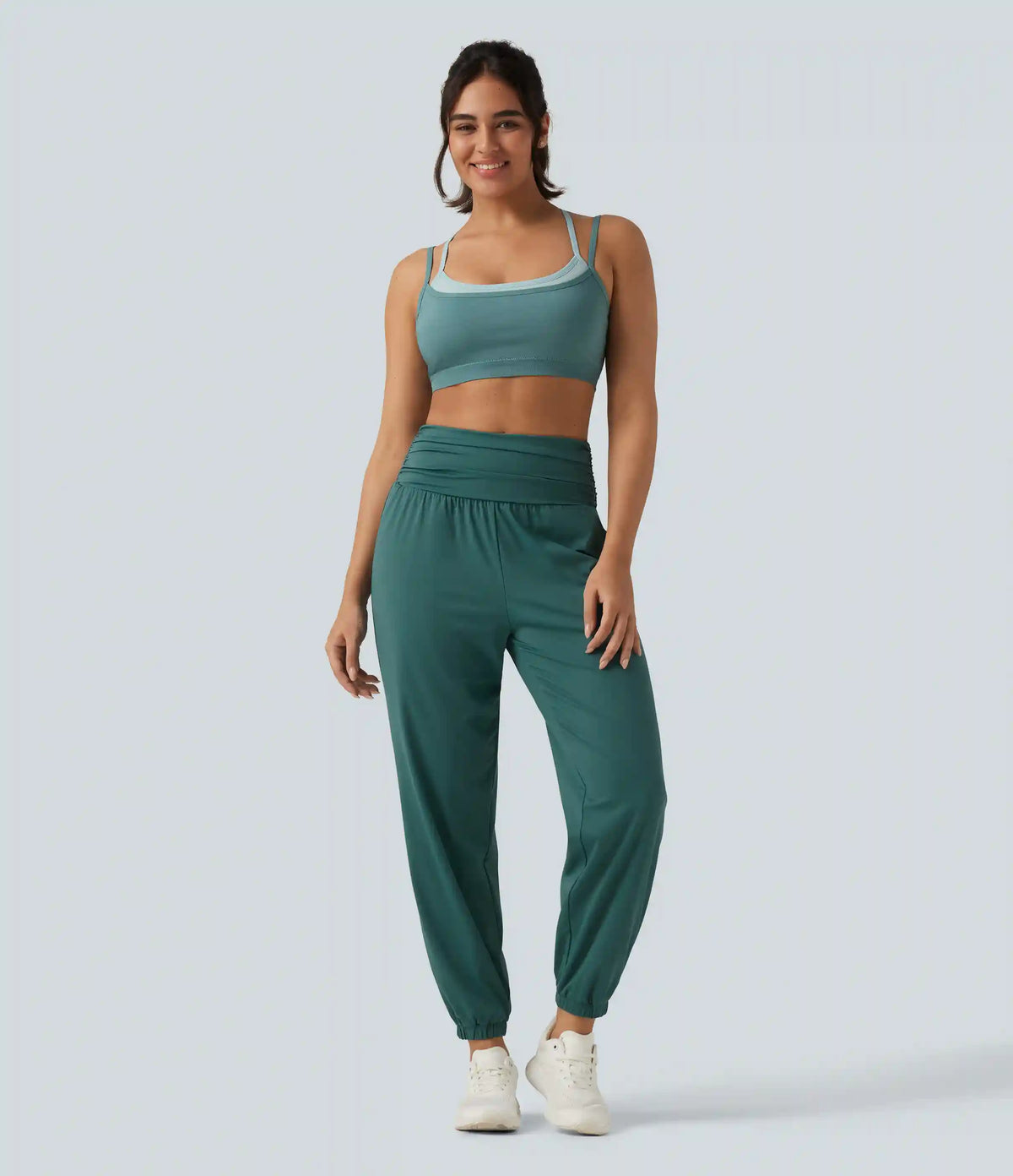 High Waisted Ruched Running Joggers with Pockets