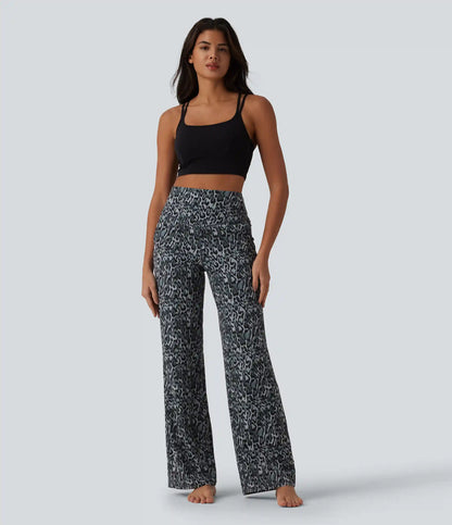 Halara UltraSculpt™ Leopard Print High Waisted Tummy Control Straight Leg Yoga Pants with Pockets