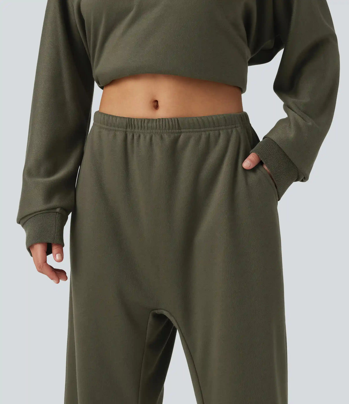 Low Rise Inner Drawstring Casual Jogger Sweatpants with Pockets