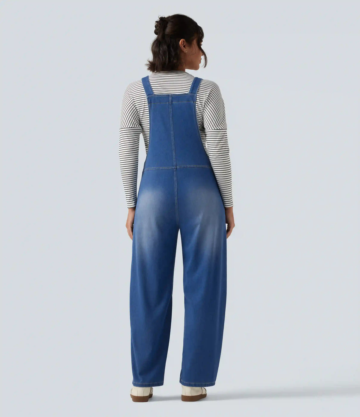 Halara Flex™ V Neck Sleeveless Barrel Leg Denim Casual Overalls with Pockets