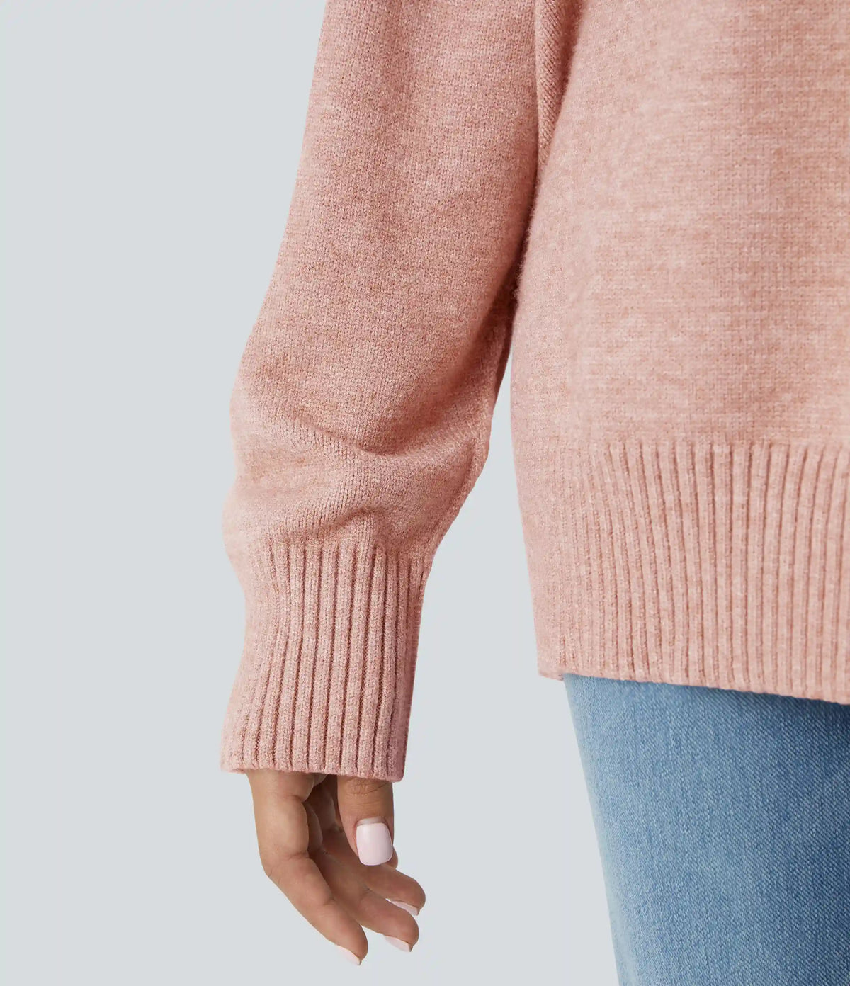 Round Neck Dropped Shoulder Long Sleeve Casual Sweater
