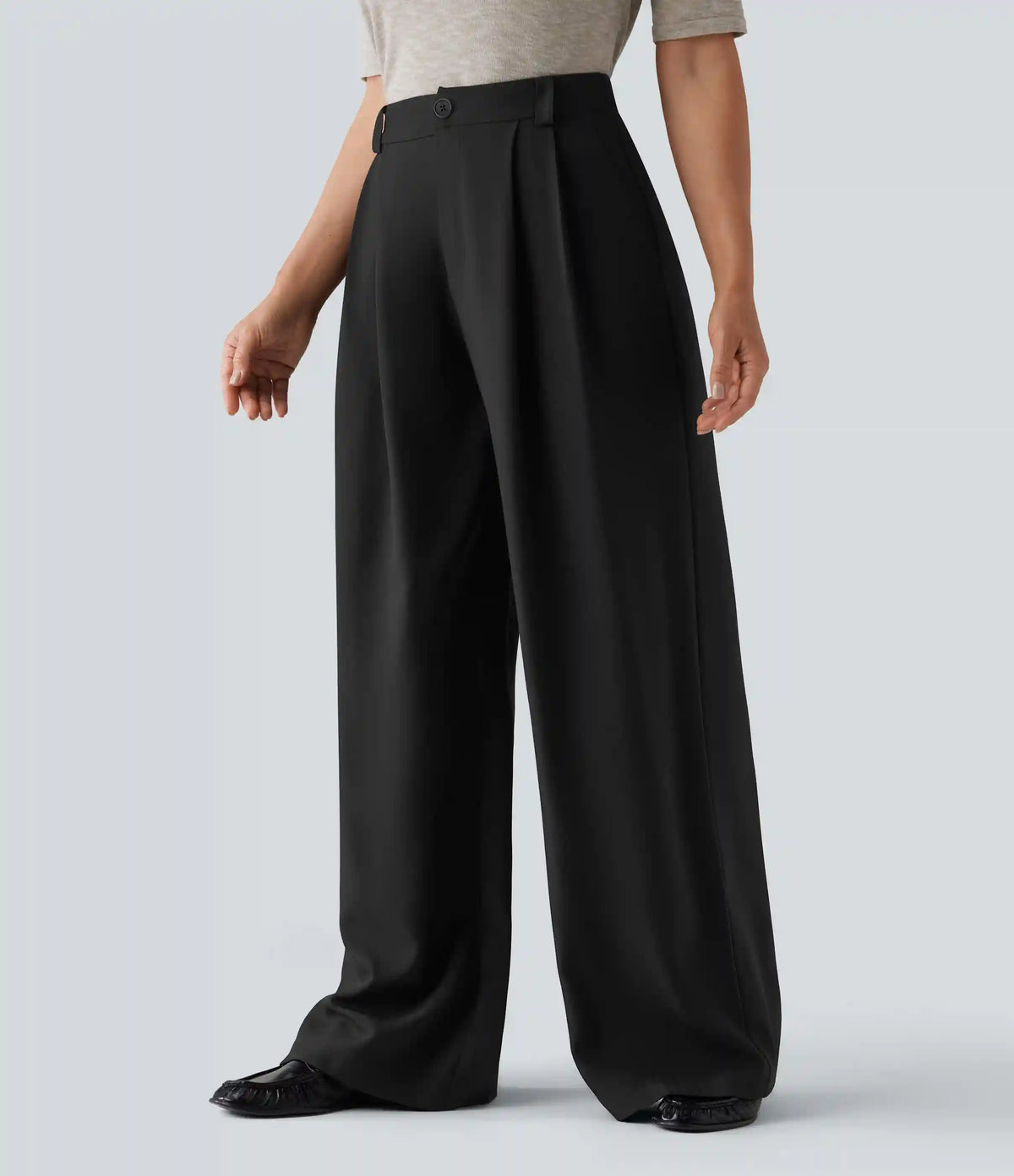 High Waisted Wide Leg Baggy Work Pants with Pockets