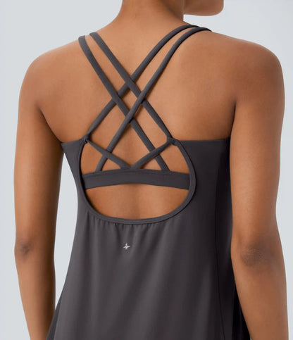 SoftlyZero™ Plush Cut Out Pocket 2-Piece Mini Yoga Active Dress