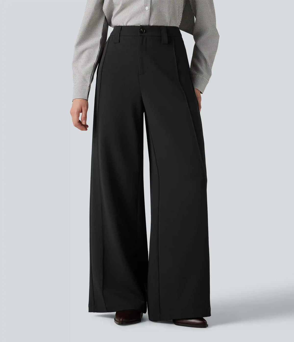 High Waisted Wide Leg Work Pants with Pockets