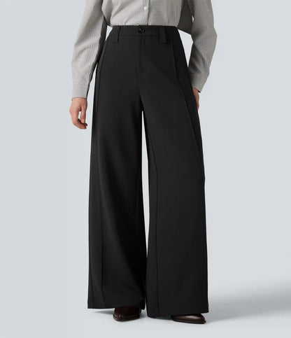 High Waisted Wide Leg Work Pants with Pockets