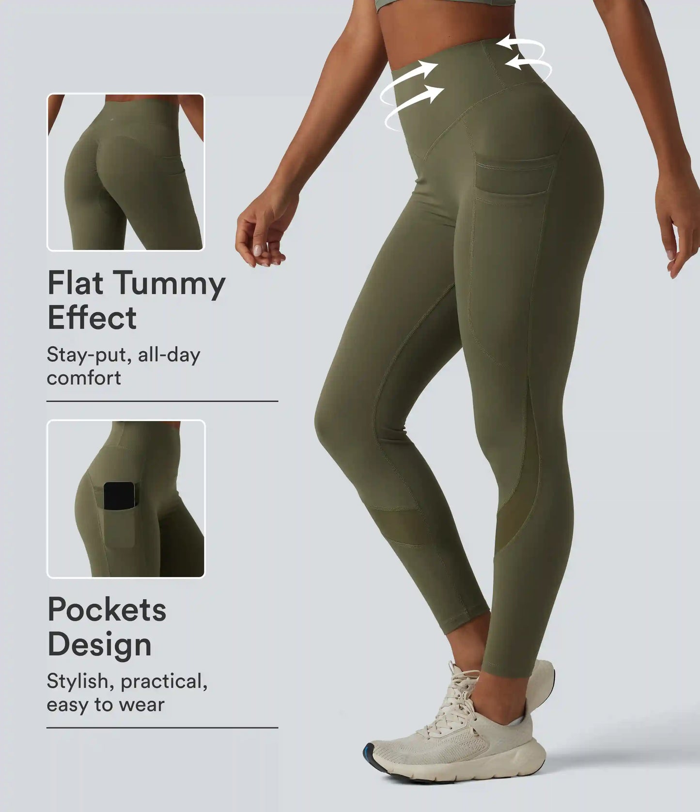 Halara UltraSculpt™ High Waisted Tummy Control Scrunch Contrast Mesh Training 7/8 Leggings with Pockets