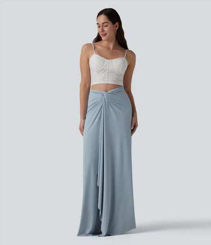 V Neck Tie Back Maxi Dress