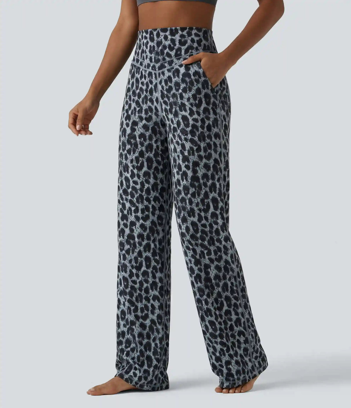 Halara UltraSculpt™ Leopard Print High Waisted Tummy Control Straight Leg Yoga Pants with Pockets