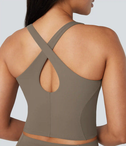 Halara UltraSculpt™ Deep V-neck Push-Up Crisscross Back 2-in-1 Yoga Tank Top