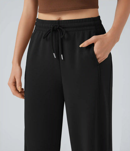 SpacerTek™ Mid Rise Drawstring Casual Straight-leg Pants with Pockets
