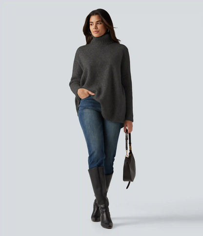 High Neck Long Sleeve Oversized Casual Sweater
